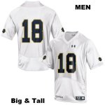 Notre Dame Fighting Irish Men's Joe Wilkins #18 White Under Armour No Name Authentic Stitched Big & Tall College NCAA Football Jersey YLR0099FZ